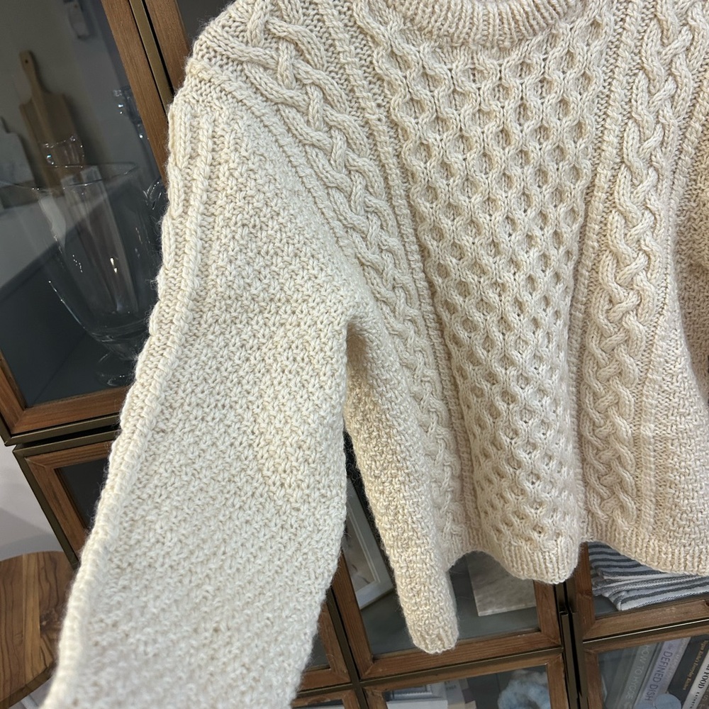 Hand Knitted 100% Wool Cable Knit Sweater - Picture 6 of 10